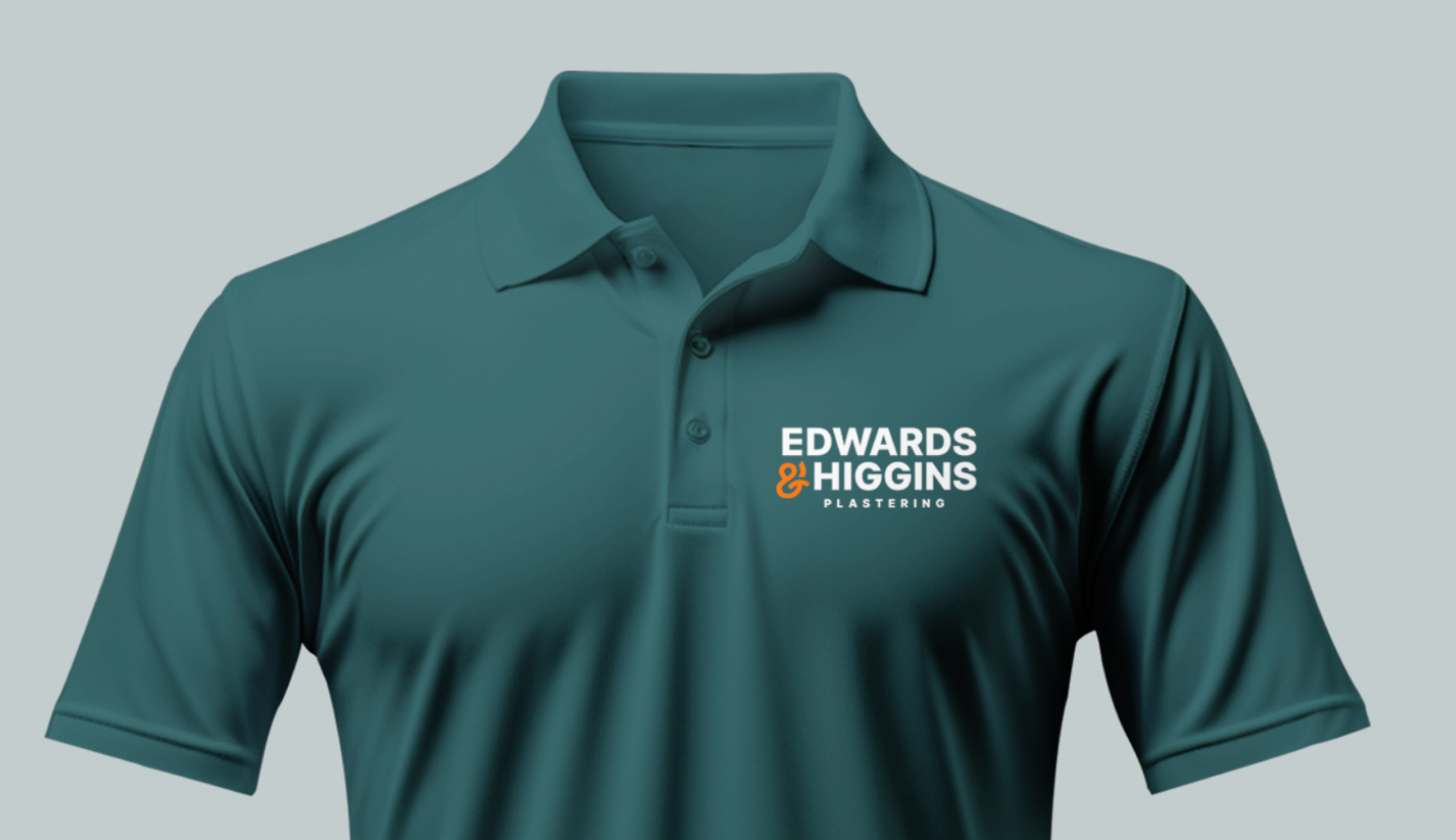 Branded clothing in Grimsby - embroidered Edwards & Higgins Plastering polo shirt